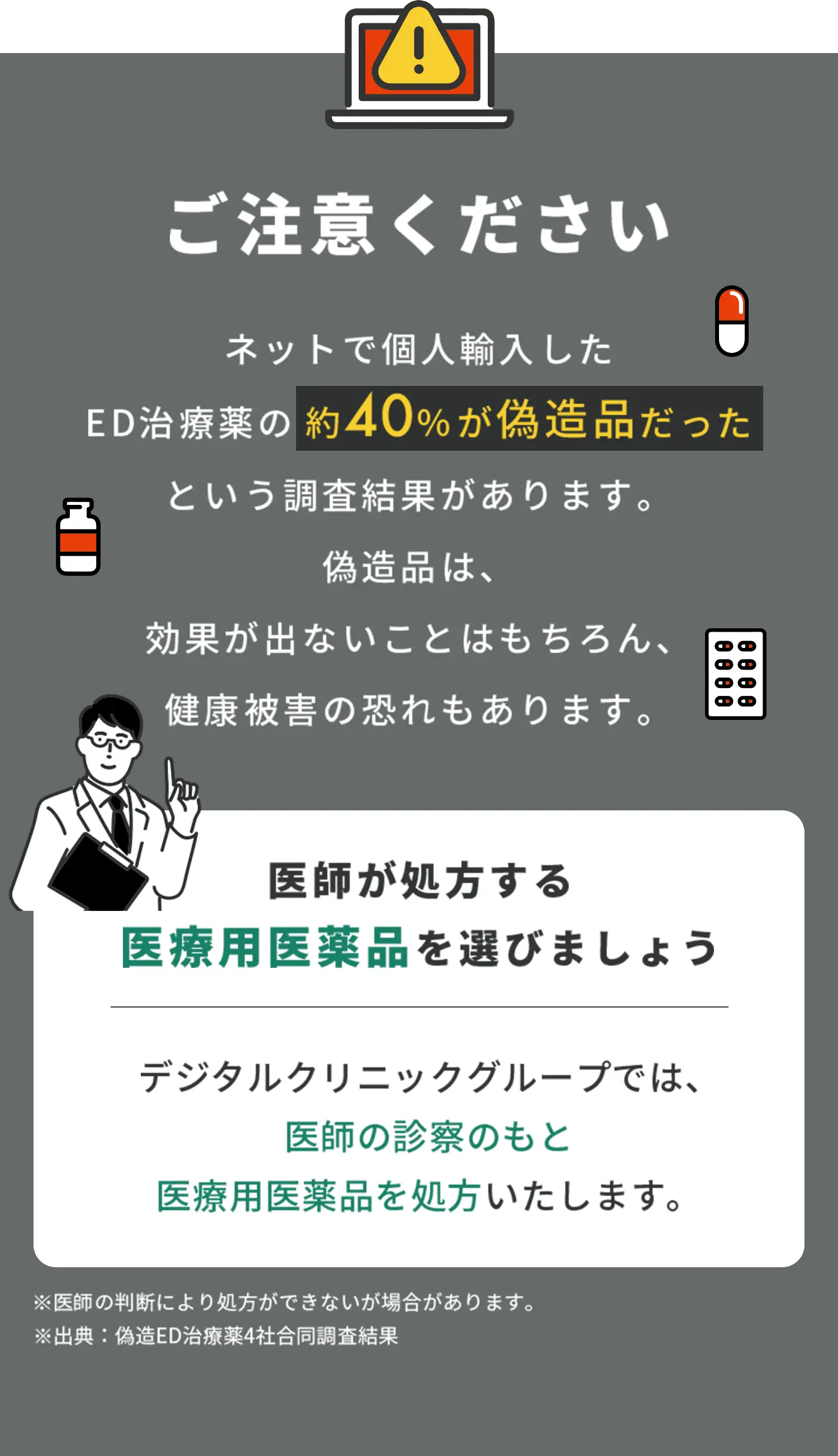 ご注意ください 医師が処方する医療用医薬品を選びましょう