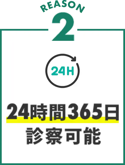 24時間365日診察可能