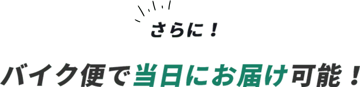 さらに！バイク便で当日にお届け可能！